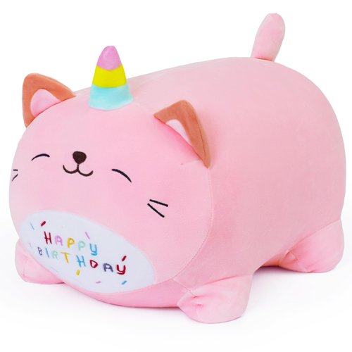 Sausudols 9.8'' Unicorn Plush Stuffed Animals Birthdays Gifts, Pink Unicorn Plush Pillow Soft Plushie, Chubby Plush Toy Birthday Gifts for Kids Girlfriend