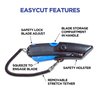Cosco Box Cutter Knife with Shielded Blad Storage Compartment, Self-Retracting Cutter with Belt Holster for Boxes, Carboard, Cartons and Plastics, Black and Blue (091524)