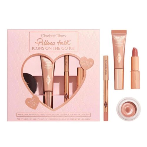 Charlotte Tilbury Limited Edition Pillow Talk Icons On The Go 4 Piece Makeup Kit - Mini Highlight - Mini Lip Liner - Mini Lipstick and Full Size Eye Shadow