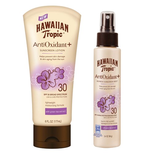 Hawaiian Tropic SPF 30 Broad Spectrum Sunscreen, AntiOxidant Sunscreen Pack with 6oz Sunscreen Lotion and 3.4oz Sunscreen Mist