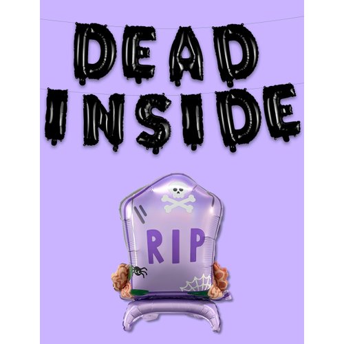 HOUSE OF PARTY Halloween Party Balloons Kit 22 inch Halloween Graveyard Decorations, ‘DEAD INSIDE' Letter Balloons and Gravestone foil balloon for Halloween Birthday Decor Party Supplies