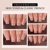 BTArtboxnails XCOATTIPS French Gel Nails - Skin Tones French Tip Press on Nails, Short Square Nail Tips with Nail Gel, French Protecting Duo, Nail Lamp, All in One Soak Off Fake Nail Christmas Gift