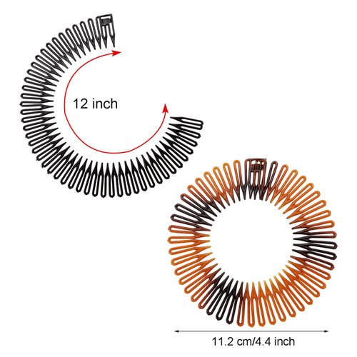 PENTA ANGEL Stretch Hair Combs 6Pcs Flexible Plastic Full Circular Circle Comb Headband Hair Wrap Holder Hairband for Women (Classic Style)