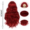 Dai Cloud Long Red Wavy Wigs for Women Curly Middle Parting Synthetic Hair Wig Natural Cosplay Halloween Costume Wigs