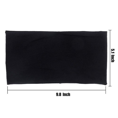 Yeshan Wide face mask headbands for women With Soft Stretchy Black Bandana Headbands Elastic Yoga Sports Headwrap,Pack of 10