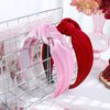 YanJie Valentines Knotted Headbands for Women Red Velvet Wide Headband for Girl Non Slip Knot Hair Band for Women Fashion Valentines Day Headbands Gift Red Hot Pink