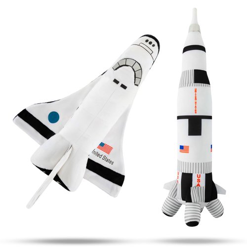 Space Shuttle Plush Toy 14 " & Saturn Rocket 17 ", Mission Ship for Kids, Christmas & Birthday Gifts for Little Astronauts, Boys & Girls, Soft & Huggable, Fun, Great for Imaginative Play