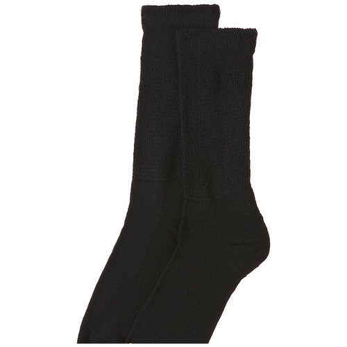 MediPEDS Men's 8 Pack Diabetic Crew Socks with Non-Binding Top, Black, Shoe Size: Men 9-12 / Women 10-13