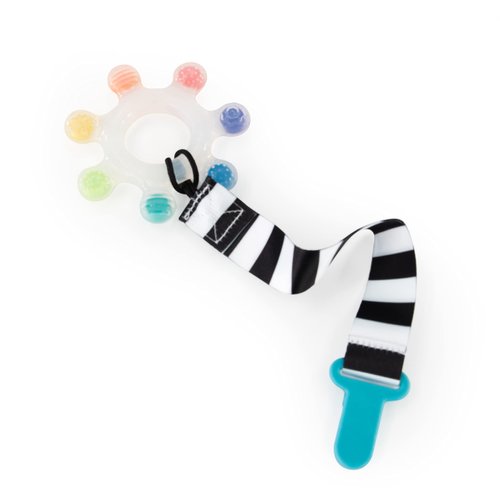 Rainbow Star Teether with Keeper | Textured Silicone Teether for Teething | Ages 3+ Months and Up