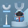 FTOYIN Kids U Shaped Electric Toothbrush with 3 Brush Heads, Sonic Toothbrush Kids with 5 Modes, 45s Smart Reminder Cartoon Astronauts 360-Degree Cleaning IPX7 Waterproof Design for Age 2-12