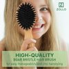 Natural Boar Bristle Hair Brush mini size, portable, easy carry for Women, Men, Kids; Dry and Wet Detangling Hair Brush Gently Enhances Shine, for Fine and Straight, Thick and Curly Hair