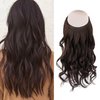 Sassina Invisible Wire Hair Extensions Real Human Hair with Transparent Wire Adjustable Size Secure Clips Natural Straight Secret Miracle Hairpiece, #2 Dark Brown 18 Inch 80 Gram
