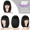 Lusina Short Bob Wigs With Bangs Human Hair Wig For Black Women Brazilian None Lace Front Wigs Machine Made Bob Wigs 150% Density 14 Inch. (14 inch, 1B)…
