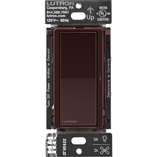 Lutron Caseta Smart Lighting Claro Smart Switch for Light Bulbs and Fans, Works w/ Alexa, Apple Homekit, Google Home (Hub Required), Neutral Required, 5A Single-Pole/3-Way, DVRF-5NS-BR, Brown