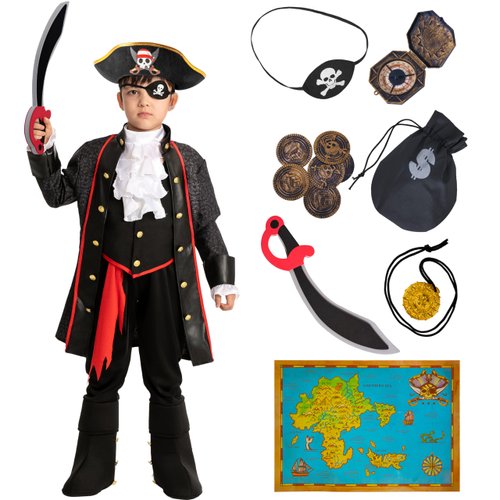 Spooktacular Creations Pirate Costume for Kids, Boy Captain Pirate Costume for Halloween Trick-or-Treating, Pirate Themed Party, Halloween Dress-up Parties (3T (3-4yr))
