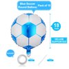 10 Pack 18 Inch Blue Soccer Foil Balloons Football Helium Metallic Mylar Balloons for Birthday Party Sports Theme World Cup Party Decorations