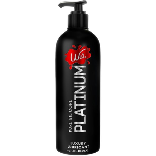 Wet Platinum Silicone Based Personal Lubricant 16 oz Bottle, Premium Water Resistant Hypoallergenic Personal Lubricant for Men, Women and Condoms