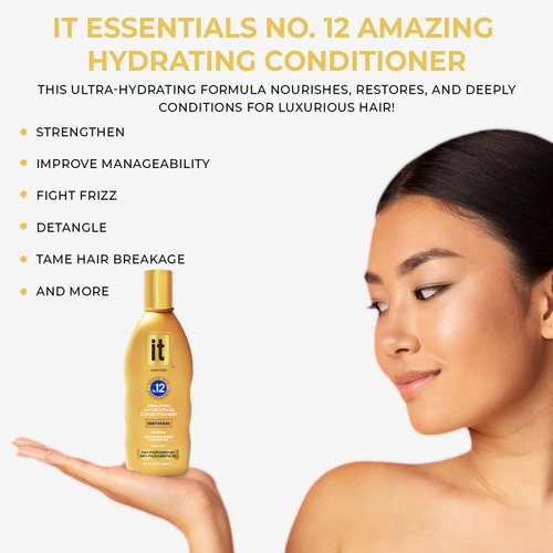 IT Essentials No. 12 Amazing Hydrating Conditioner Professional-Grade for All Hair Types Infused with Abyssinian Oil and Sunflower Oil to Repair Damaged Hair & Control Frizz - Strengthens Hair & Spilt Ends