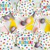Happy Birthday Decorations: Kids' Birthday Party Supplies with Dots Design - Includes Happy Birthday Plates and Napkins, Disposable Paper Cups, Serves 16