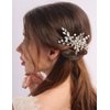 Rumtock Silver Flower Hair Comb for Wedding Brides Women Pearl Hair Jewelry Handmade Hair Accessories
