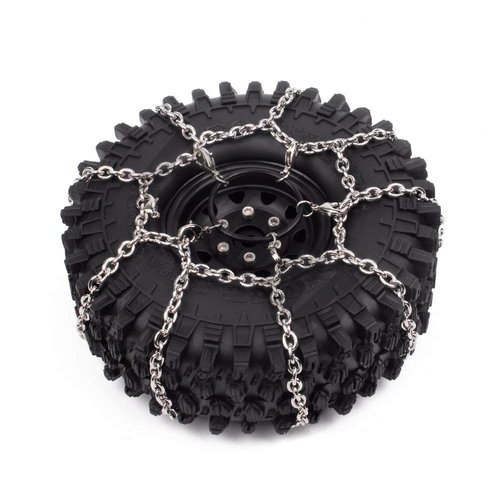 2Pcs Metal Snow Anti-Slip Tires Metal Steel Chain For 1/10 RC Rock CrawlerTRX-4 TRX4 Axial SCX10 90046