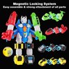 QUERCITRON 5-in-1 Magnetic Vehicles Playset Toy, Transform to Robot, Mix & Match Assembling Building Action Figures Kit with Storage Box, Holiday Birthday Present for Kids, Boys & Girls 3 4 5 6 7 Year