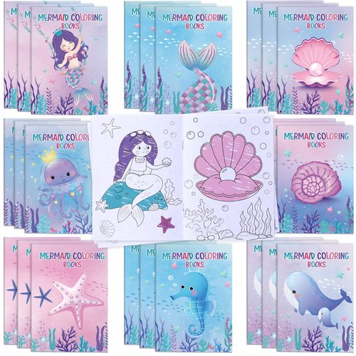 24 Pcs Mermaid Coloring Books for Kids in Bulk Mermaid Party Favors Mermaid Theme Activity Books ...