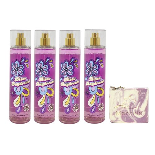 Bath & Body Works Disco Daydream 4 Pack Fine Fragrance Mist Bundle with a Lavender Dream Bar Soap - Full Size