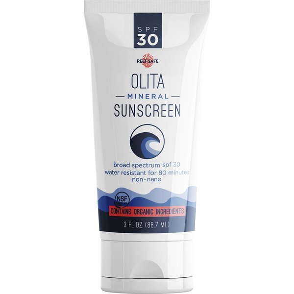 Olita Mineral Sunscreen SPF 30 Lotion - Fragrance Free - 3 oz - Broad Spectrum, Chemical Free, All-Natural, Reef Safe, Organic, Zinc Sunblock, Water-Resistant