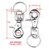WICKED 316 Stainless Steel 2 5/8” Swivel Eye Trigger Snap Hook and Split Ring for Scuba - Set of 2 Each