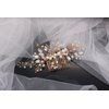 Kercisbeauty Wedding Bridal Bridesmaids Flower Girl Crystal and Pearl Side Hair Comb Slide Headpiece Long Curly Bun Hair Accessories for Prom (Gold)