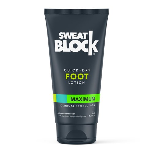 SweatBlock Antiperspirant Foot Lotion for Men & Women - Quick-Dry Hyperhidrosis Aid to Stop Excessive Sweating - Reduce Foot Odor - Non-Irritating - Dermatologist Tested - Travel Size 1.69 fl oz