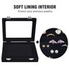 Vicoter Rings Organizer Tray 7 Slots Velvet Jewelry Earring Storage Box with Transparent lid Jewelry Display Case for Girls Wife Mom Women (Black)