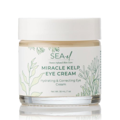 Sea-El Miracle Sea Kelp Eye Cream Hydrating & Correcting Yerba Mate Caffeine & Hyaluronic Acid for Dark Circles Bags & Puffiness - Daily Anti Aging Moisturizer for Women & Men, Vegan - 1 Oz