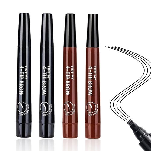 4PCS 3D Microblading Eyebrow Pencil Contouring Pen, 2024 Magic Eyebrow Pencil, 4 Fork-Tip Microblade Eyebrow Pen, Waterproof Eyebrow Pencil (4pcs (2 Black+2 Red brown))