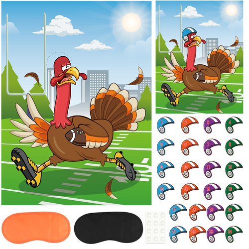 PLULON Thanksgiving Games Pin The Hat on The Turkey with Turkey Hat Stickers for Thanksgiving Party Favors Festive Fall Party Activities Birthday Party Decorations