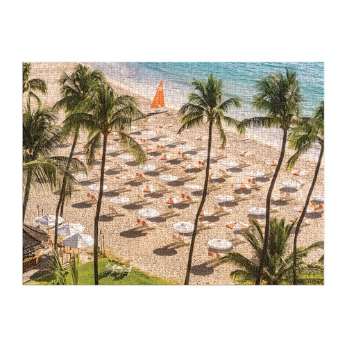 Galison Gray Malin The Beach Club – 1000 Piece Puzzle Fun and Challenging Activity with Bright and Bold Artwork of Palm Trees and Sandy Beaches for Adults and Families