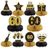 Gexolenu 10 Pcs 60th Birthday Honeycomb Centerpieces Gold Black Cheers to 60 Years Birthday Centerpieces Tables Toppers for 60th Birthday Decorations 60 Fabulous Birthday Party Decorations Supply