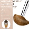 3PCS Acrylic Nail Brush Set, Size 6/10/12. Kolinsky Hair,Oval Crimped Pressed Shaped Acrylic Nail Brushes,Golden Metal Handle Acrylic Powder Brush Set Professional Manicure For DIY Home Salon