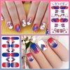 DANNEASY 12 Sheets Independence Day Nail Wraps 4th of July Nail Polish Stickers Self Adhesive Nail Polish Strips Gel Fingernail Sticker Nails for Women with Nail File, Cuticle Stick