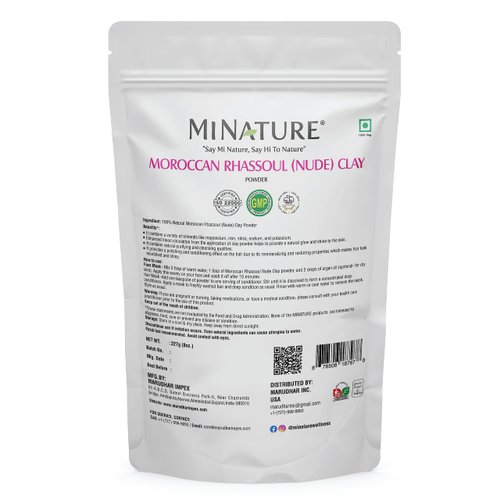 Moroccan Rhassoul Clay (Nude) Powder | Ghassoul Clay | mi nature | Skin care mask for deep cleansing,nourishing,detoxifying| Hair Cleanser and nourishing| 227g(8oz)