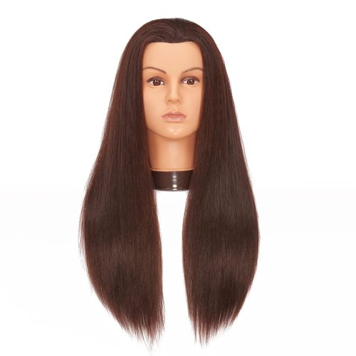 Hairlink 26-28'' Mannequin Head Yaki Synthetic Fiber Hair Styling Training Head Dolls for Cosmetology Manikin Maniquins Practice Head with Stand (9926LB0420)