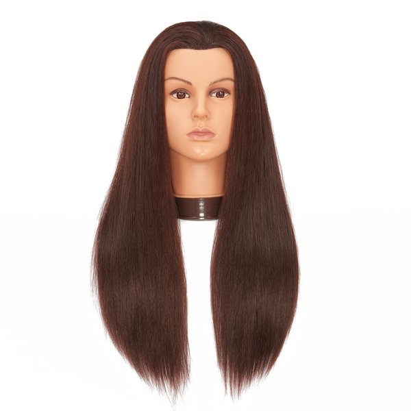 Hairlink 26-28'' Mannequin Head Yaki Synthetic Fiber Hair Styling Training Head Dolls for Cosmetology Manikin Maniquins Practice Head with Stand (9926LB0420)