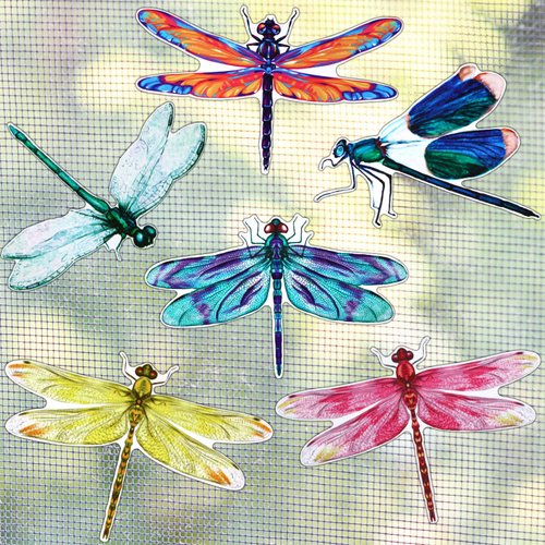 Nezyo 12 Pieces Dragonfly Screen Door Magnets Double Sided Screen Stickers Magnetic Flexible Screen Door Protector Decorative Multicolor Refrigerator Magnets for Screen Sliding Doors