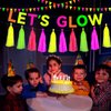 Qpout Neon Glow Party Supplies Includes Let's Glow Banner Neon Paper Tassels and Neon Triangle Banner Flags Glow in The Dark Party Supplies for Birthday Halloween Party Decorations