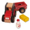 WoodenEdu Wooden Tractor Toys for Toddlers 1-3, Baby Vehicle Toys Hand Push Car Toys for 1 2 3 Year Old Boys Girls (Red)