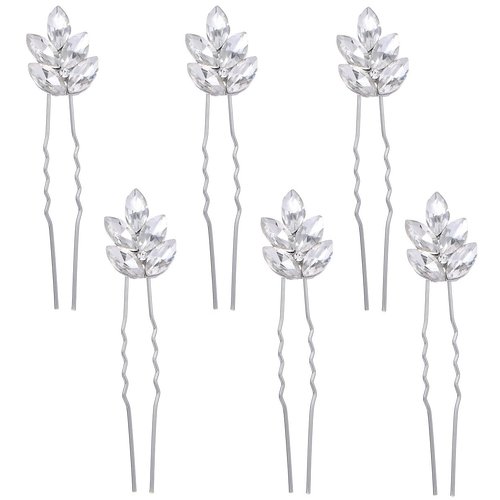 6PCS Bridal Wedding Hair Pins Rhinestone Hair Clips Decorative Hair Accessories for Women and Girls Party Prom
