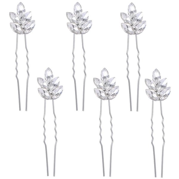 6PCS Bridal Wedding Hair Pins Rhinestone Hair Clips Decorative Hair Accessories for Women and Girls Party Prom
