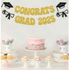 Congrats Grad 2025 Banner Graduation Theme Party Decoration Graduation Banners Garland for Congratulation Graduation Party Supplies Graduation Decorations Class of 2025 Gold
