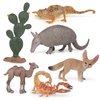 Desert Wild Animal Model Figures Playsets 6 PCS Cactus Scorpion Chameleon Armadillo Camel Fennec Fox Figurines Decoration Set Toys for Boys Girls Kids